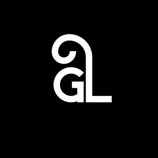 Diseño del logotipo de la letra GL sobre fondo negro GL iniciales creativas concepto del logotipio de la letra gl diseño de la carta GL diseño de la letra blanca sobre fondo negro G L g l logotipo