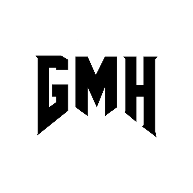 Diseño de logotipo de letra GMH para la compañía de tecnología Diseño de Logotipo GMH combinación de colores blanco y negro Diseño de diseño de logotipo GMH Vector GMH Diseño de icono GMH Alfabeto GMH Tipografía