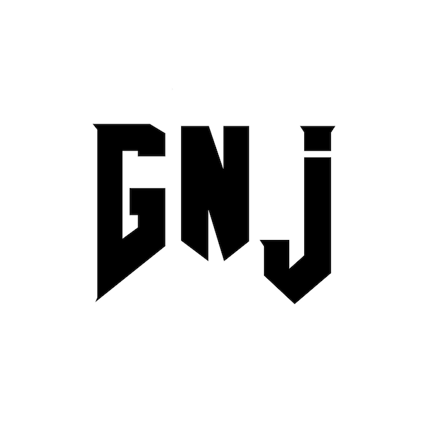 Diseño de logotipo de letra GNJ para una empresa de tecnología Diseño de Logotipo GNJ combinación de colores blanco y negro Diseño de diseño de logotipo GNJ Vector GNJ Diseño de icono GNJ Alfabeto GNJ Tipografía