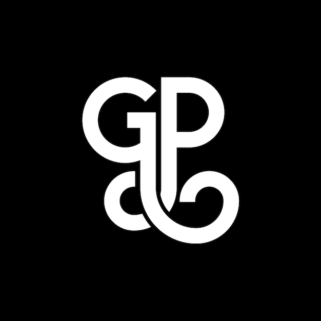 Diseño del logotipo de la letra GP en fondo negro Diseño de la letra G P G P logotipo de las iniciales creativas de la letra