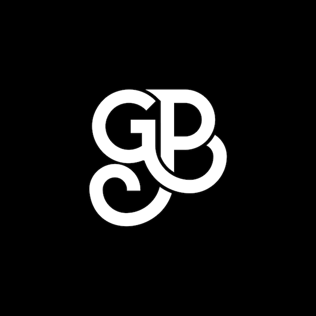 Diseño del logotipo de la letra GP en fondo negro Diseño de la letra G P G P logotipo de las iniciales creativas de la letra