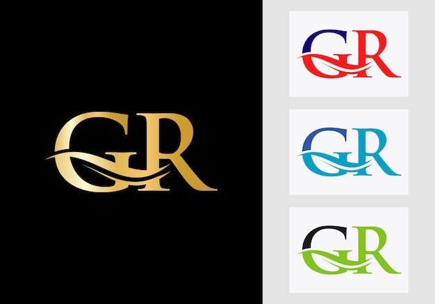 Diseño del logotipo de la letra GR. Signo de logotipo GR
