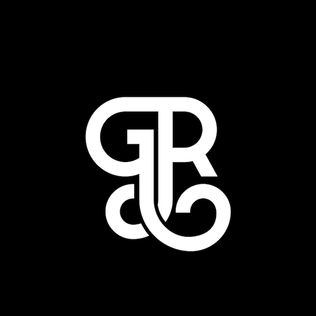 El diseño del logotipo de la letra GR sobre un fondo negro GR iniciales creativas concepto del logotip de la letra gr diseño de la carta GR diseño de la letra blanca sobre fondo negro G R g r logotipo