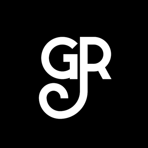 El diseño del logotipo de la letra GR sobre un fondo negro GR iniciales creativas concepto del logotip de la letra gr diseño de la carta GR diseño de la letra blanca sobre fondo negro G R g r logotipo
