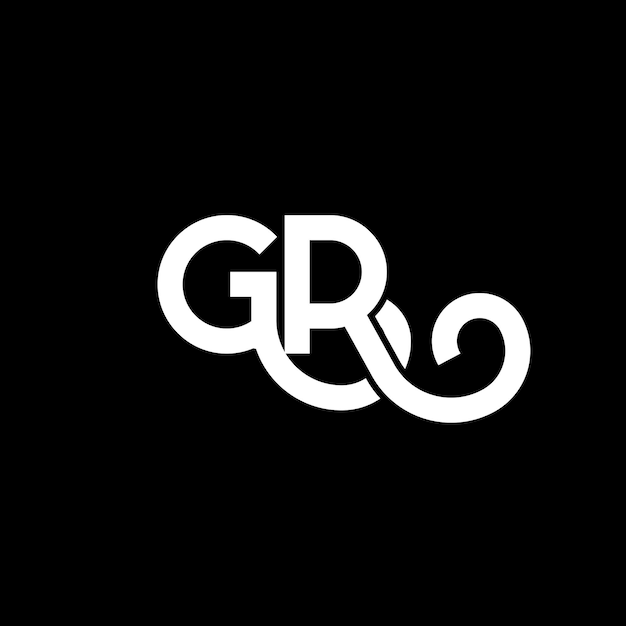 El diseño del logotipo de la letra GR sobre un fondo negro GR iniciales creativas concepto del logotip de la letra gr diseño de la carta GR diseño de la letra blanca sobre fondo negro G R g r logotipo