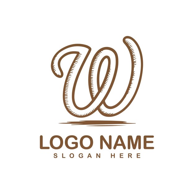 Diseño del logotipo con letra gradiente y forma dibujada a mano