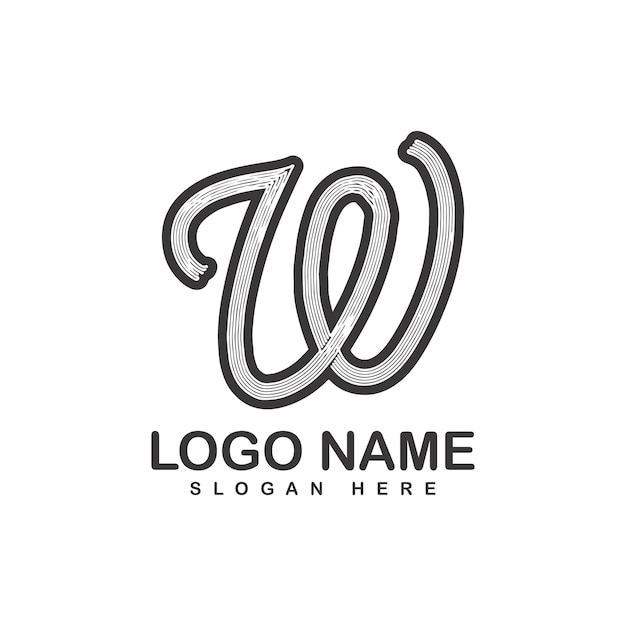 Diseño del logotipo con letra gradiente y forma dibujada a mano