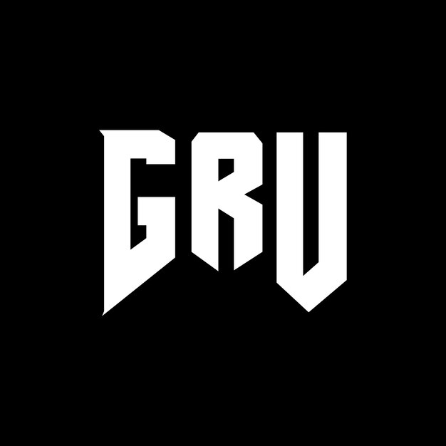 Diseño de logotipo de letra GRU para una empresa de tecnología Diseño del logotipo GRU Combinación de colores blanco y negro Logotipo GRU Vector GRU Diseño del icono GRU Alfabeto GRU Tipo de diseño del logotipo