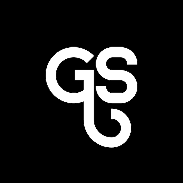 Diseño del logotipo de la letra GS en fondo negro GS iniciales creativas concepto de logotipo de letra go diseño de letra GS diseño de letra blanca en fondo negro G S g s logotipo