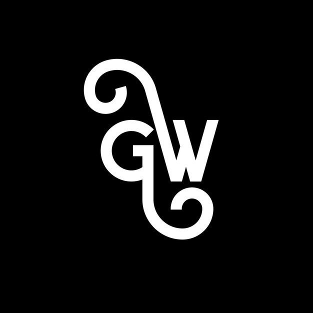 El diseño del logotipo de la letra GW en fondo negro GW iniciales creativas concepto de la letra del logotipo gw diseño de la carta GW diseño de la letra blanca en fondo negro G W g w logotipo