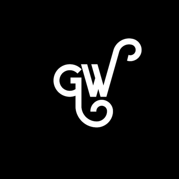 El diseño del logotipo de la letra GW en fondo negro GW iniciales creativas concepto de la letra del logotipo gw diseño de la carta GW diseño de la letra blanca en fondo negro G W g w logotipo