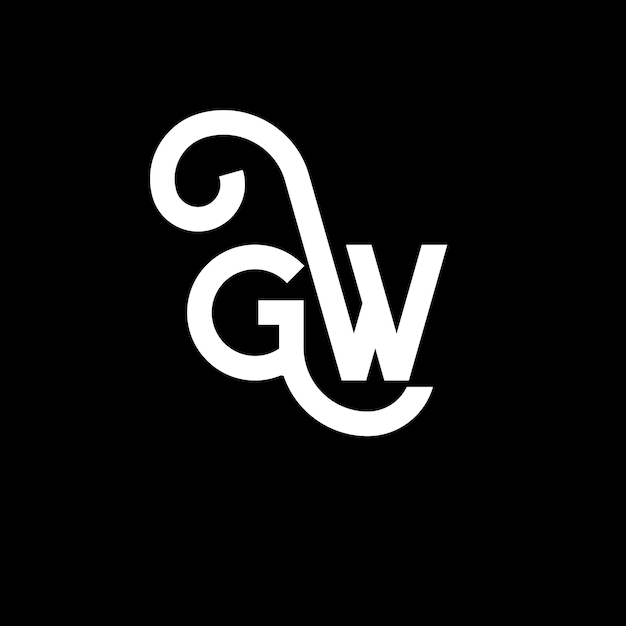 El diseño del logotipo de la letra GW en fondo negro GW iniciales creativas concepto de la letra del logotipo gw diseño de la carta GW diseño de la letra blanca en fondo negro G W g w logotipo