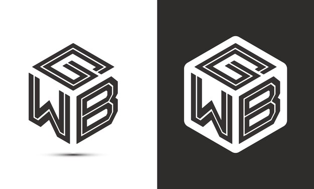 Diseño de logotipo de letra GWB con ilustrador logotipo de cubo logotipo vectorial estilo de superposición de fuentes de alfabeto moderno