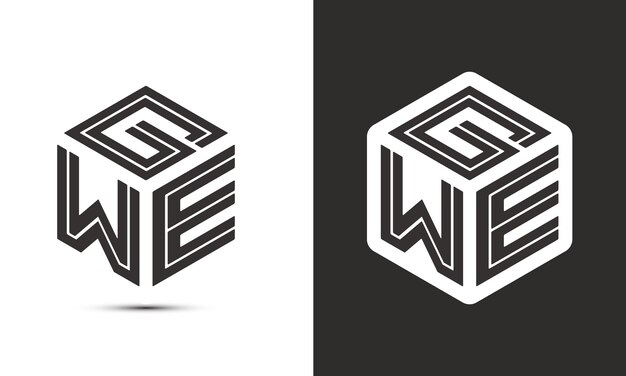 Diseño del logotipo de la letra GWE con ilustrador, logotipo del cubo, logotipo vectorial, estilo de superposición de fuentes de alfabeto moderno.