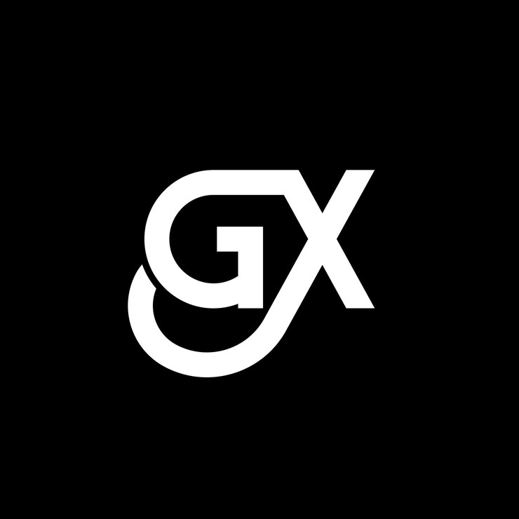 Vector diseño del logotipo de la letra gx en fondo negro gx iniciales creativas concepto del logotipio de la letra gx diseño de la carta gx diseño de la letra blanca en fondo negra g x g x logotipo