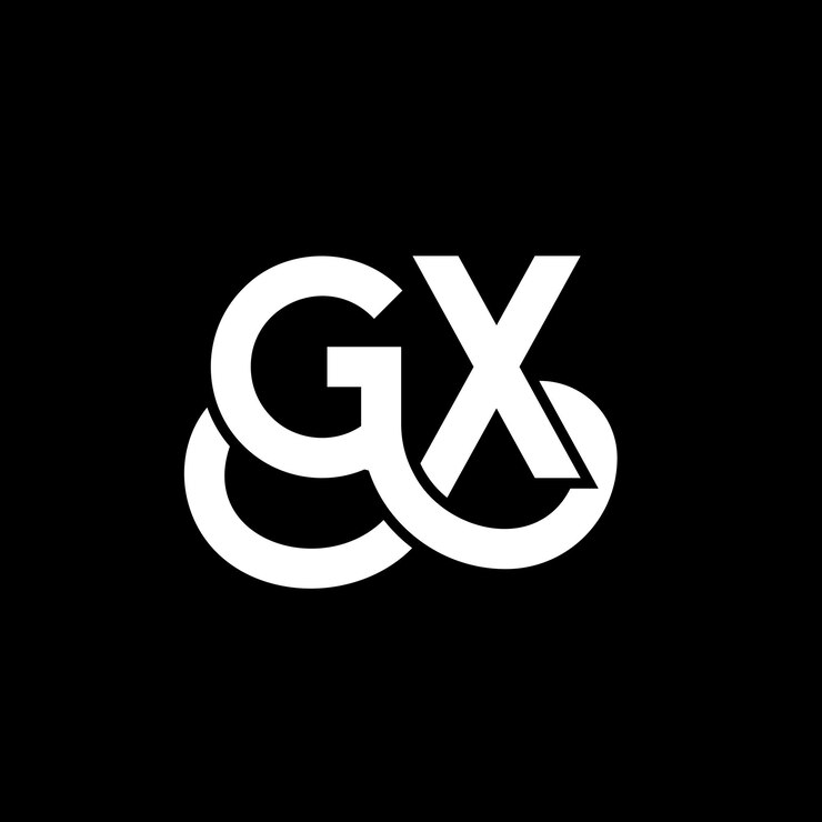 Vector diseño del logotipo de la letra gx en fondo negro gx iniciales creativas concepto del logotipio de la letra gx diseño de la carta gx diseño de la letra blanca en fondo negra g x g x logotipo