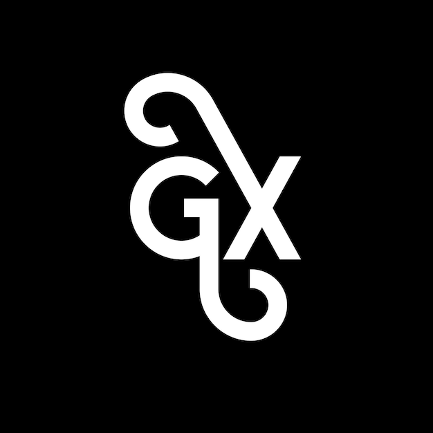 Diseño del logotipo de la letra GX en fondo negro GX iniciales creativas concepto del logotipio de la letra gx diseño de la carta GX diseño de la letra blanca en fondo negra G X g x logotipo