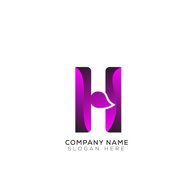 Diseño de logotipo de letra H 3d de gradiente mínimo