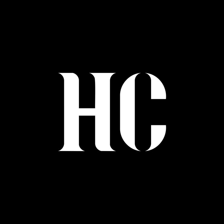 Vector diseño del logotipo de la letra h c letra inicial hc monograma en mayúscula logotipo de color blanco logotipo hc diseño de h c hc h cx9