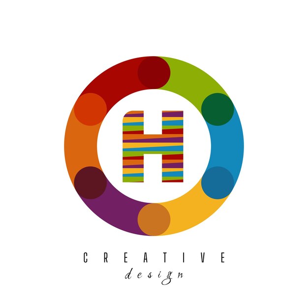 Vector diseño del logotipo de la letra h círculo con círculo con logotipo colorido