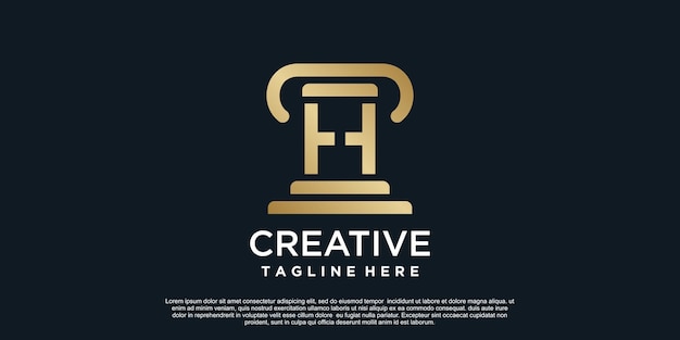 Diseño del logotipo de la letra H del concepto único de justicia Vector Premium