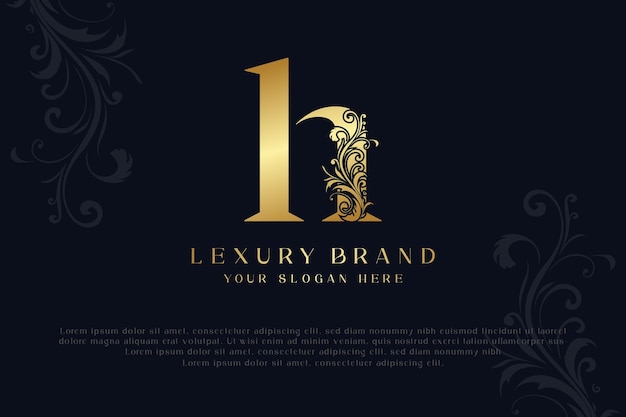 Diseño del logotipo de la letra h con icono creativo de oro premium