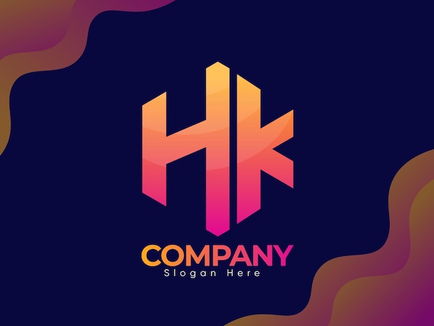 Vector diseño de logotipo de letra h y k de agencia única moderna, concepto de logotipo mínimo creativo, vector premium.
