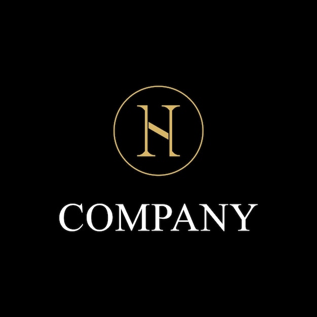 diseño de logotipo de letra h oro lujo para negocios círculo de etiqueta