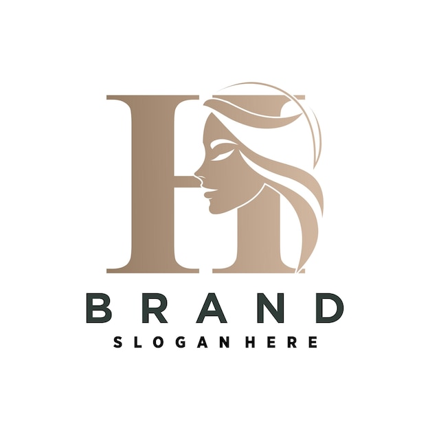 Diseño de logotipo de la letra h vectorial para la belleza con estilo creativo