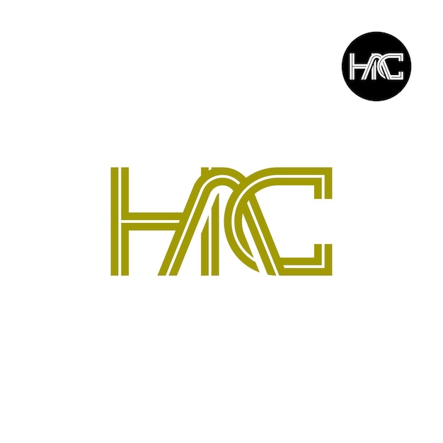 Diseño del logotipo de la letra HAC Monogram con líneas