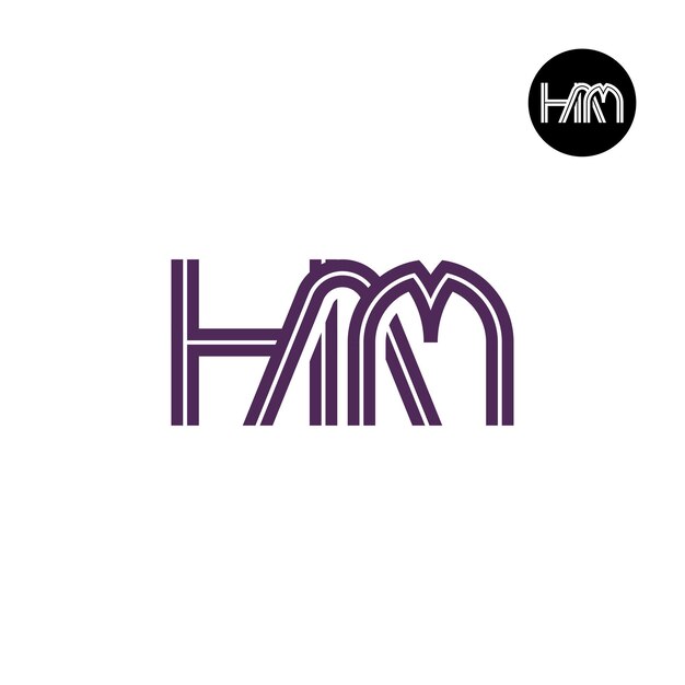 Vector diseño del logotipo de la letra ham monogram con líneas