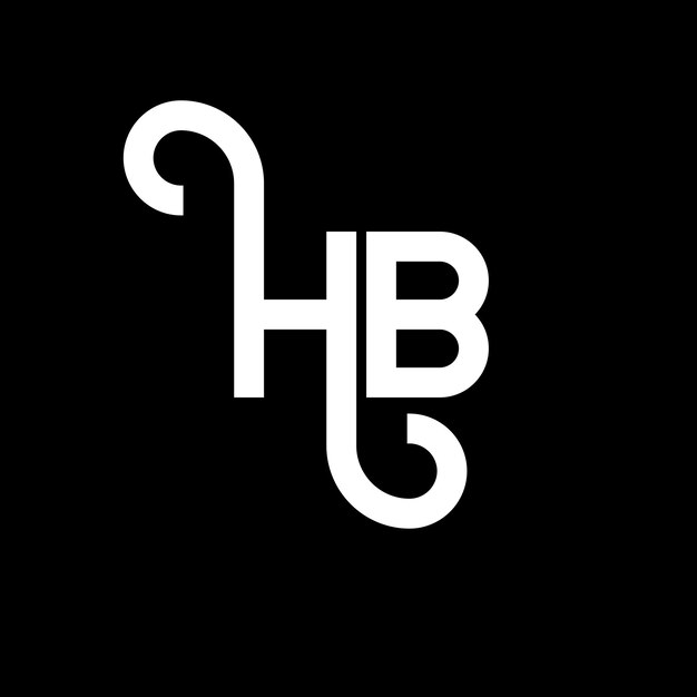 Vector diseño del logotipo de la letra hb en fondo negro hb iniciales creativas concepto de la letra del logotipo hb diseño de la carta hb diseño de la letra blanca en fondo negro logotipo h b h b