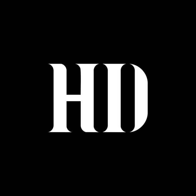 El diseño del logotipo de la letra HD: letra inicial, monograma en mayúsculas, logotipo en blanco, logotipo HD: diseño HD: H Dx9
