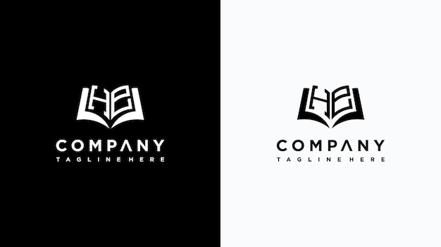 Diseño de logotipo letra he libro Vector Premium