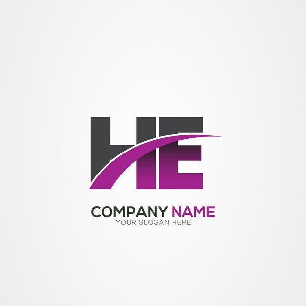 Diseño del logotipo de la letra HE o EH con un corte creativo