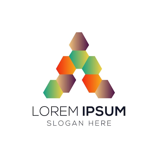 Diseño de logotipo de letra hexagonal creativa xA