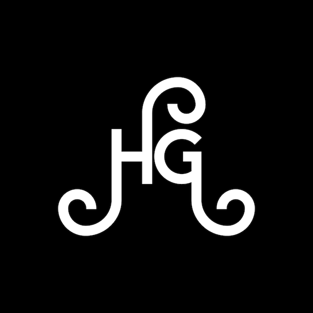 Diseño del logotipo de la letra HG en fondo negro HG iniciales creativas concepto de logotipo de letra hg diseño de letra HG diseño de letra blanca en fondo negro logotipo H G h g