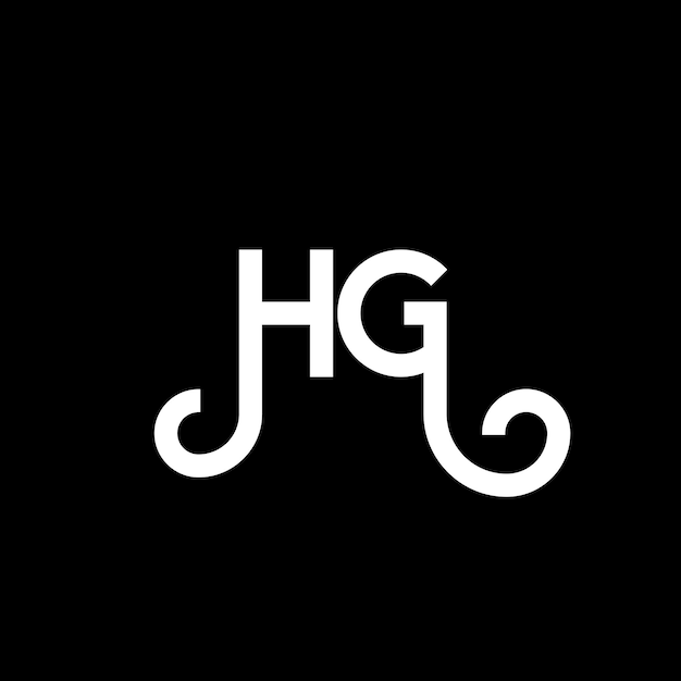 Diseño del logotipo de la letra HG en fondo negro HG iniciales creativas concepto de logotipo de letra hg diseño de letra HG diseño de letra blanca en fondo negro logotipo H G h g