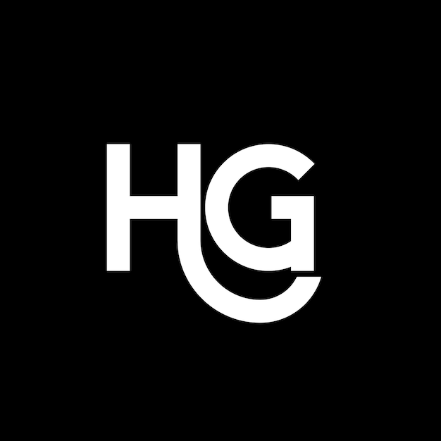 Diseño del logotipo de la letra HG en fondo negro HG iniciales creativas concepto de logotipo de letra hg diseño de letra HG diseño de letra blanca en fondo negro logotipo H G h g