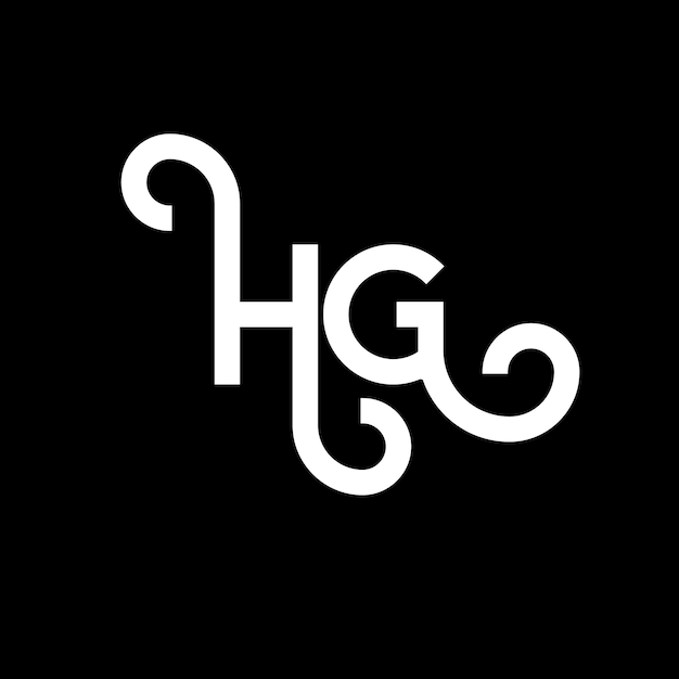 Diseño del logotipo de la letra HG en fondo negro HG iniciales creativas concepto de logotipo de letra hg diseño de letra HG diseño de letra blanca en fondo negro logotipo H G h g