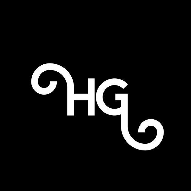 Diseño del logotipo de la letra HG en fondo negro HG iniciales creativas concepto de logotipo de letra hg diseño de letra HG diseño de letra blanca en fondo negro logotipo H G h g