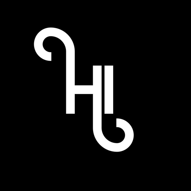 Diseño del logotipo de la letra HI en fondo negro HI iniciales creativas concepto de logotipo de letra hi diseño de letra HI diseño de letra blanca en fondo negro H I h i logotipo