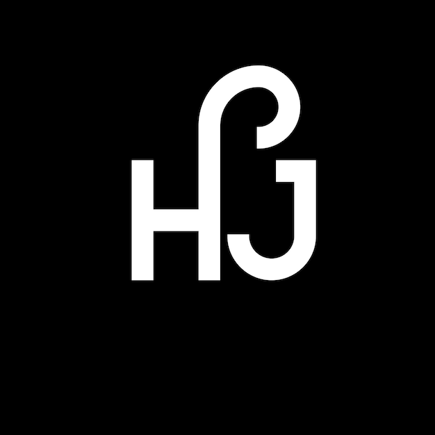 Diseño del logotipo de la letra HJ en fondo negro HJ iniciales creativas concepto de logotipo de letra hj diseño de letra HJ diseño de letra blanca en fondo negro logotipo H J h j