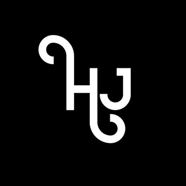 Diseño del logotipo de la letra HJ en fondo negro HJ iniciales creativas concepto de logotipo de letra hj diseño de letra HJ diseño de letra blanca en fondo negro logotipo H J h j
