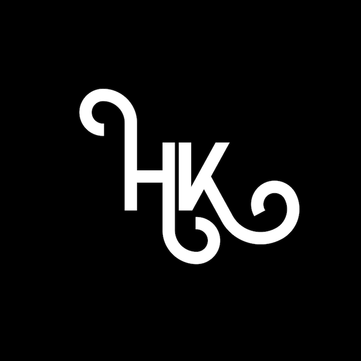 Vector diseño del logotipo de la letra hk en fondo negro diseño de las iniciales creativas de la carta hk concepto del logotipo hh diseño de la letra hong kong diseño de letras blancas en fondo negro h k h k logotipo