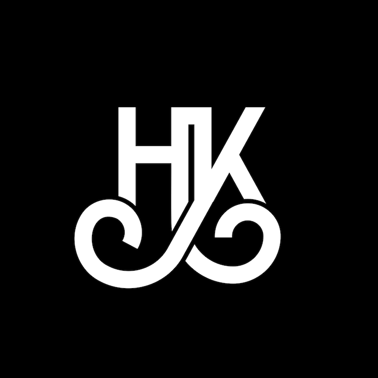 Vector diseño del logotipo de la letra hk en fondo negro diseño de las iniciales creativas de la carta hk concepto del logotipo hh diseño de la letra hong kong diseño de letras blancas en fondo negro h k h k logotipo