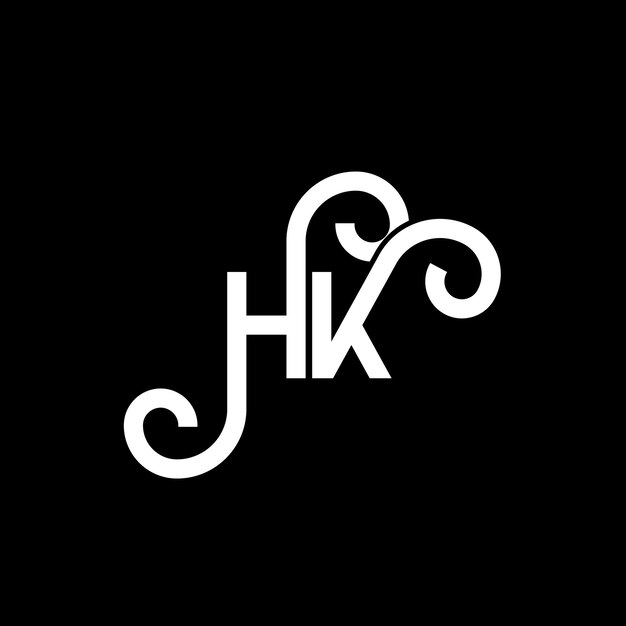 Diseño del logotipo de la letra HK en fondo negro Diseño de las iniciales creativas de la carta HK concepto del logotipo hh Diseño de la letra Hong Kong Diseño de letras blancas en fondo negro H K h k Logotipo