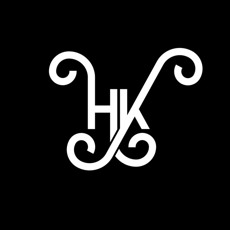 Vector diseño del logotipo de la letra hk en fondo negro diseño de las iniciales creativas de la carta hk concepto del logotipo hh diseño de la letra hong kong diseño de letras blancas en fondo negro h k h k logotipo