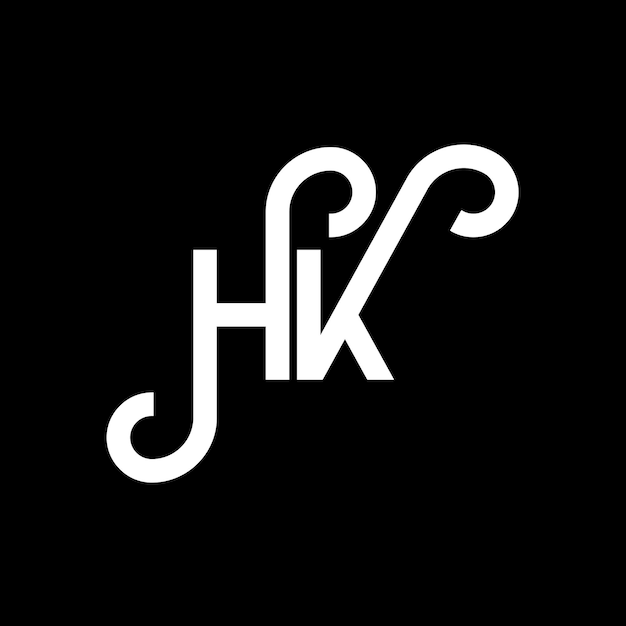 Diseño del logotipo de la letra HK en fondo negro Diseño de las iniciales creativas de la carta HK concepto del logotipo hh Diseño de la letra Hong Kong Diseño de letras blancas en fondo negro H K h k Logotipo