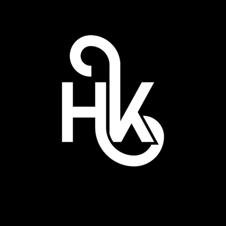 Vector diseño del logotipo de la letra hk en fondo negro diseño de las iniciales creativas de la carta hk concepto del logotipo hh diseño de la letra hong kong diseño de letras blancas en fondo negro h k h k logotipo